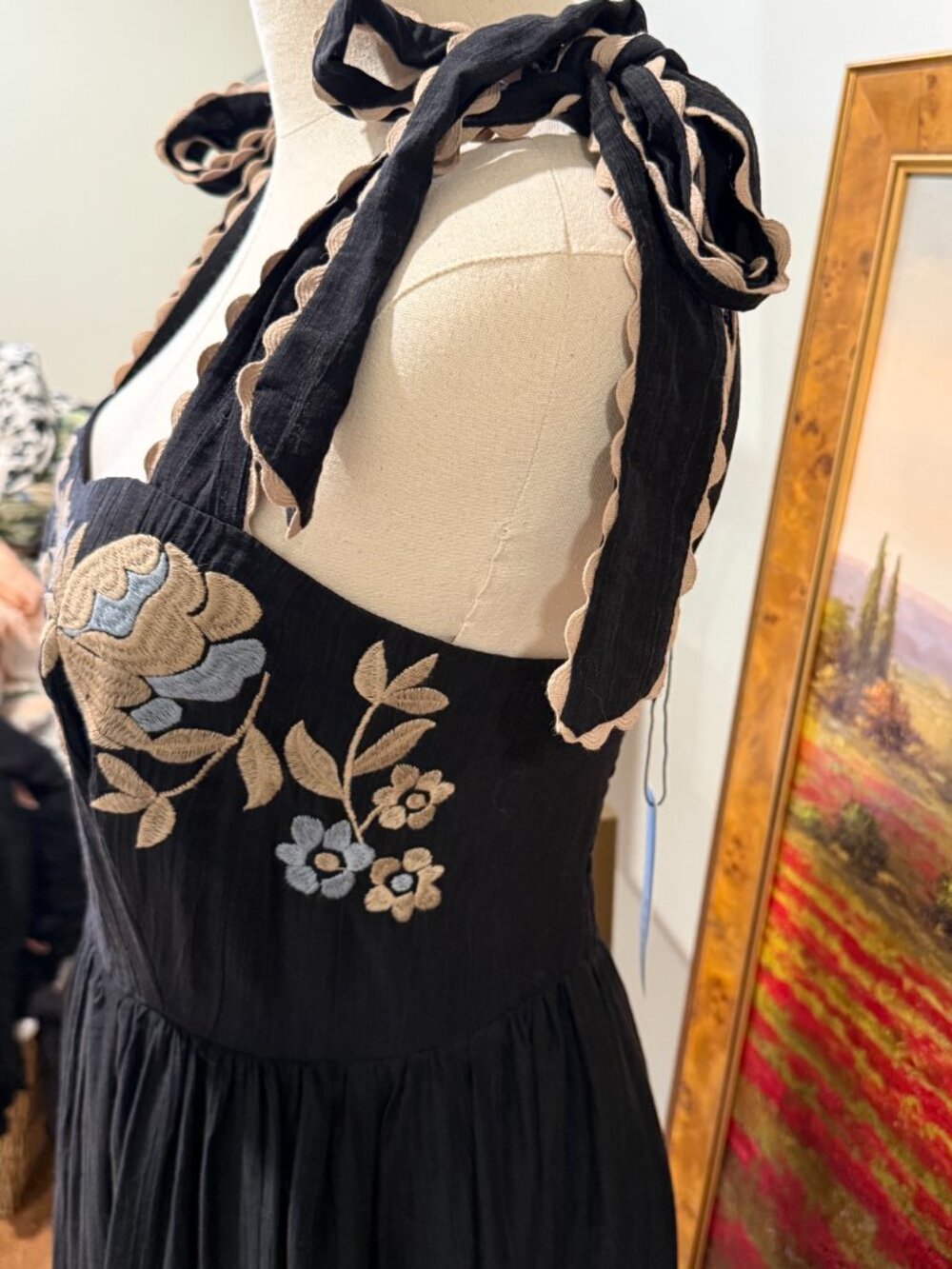 Embroidered Black Maxi Dress - Mable Brand - Picture 3 of 6